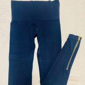 SPANX Navy Leggings with Gold Accent